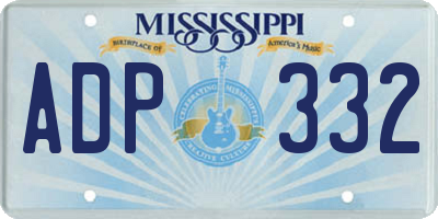 MS license plate ADP332