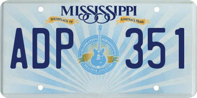 MS license plate ADP351