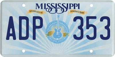 MS license plate ADP353
