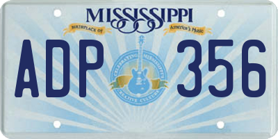 MS license plate ADP356