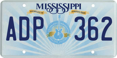 MS license plate ADP362