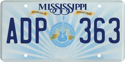 MS license plate ADP363