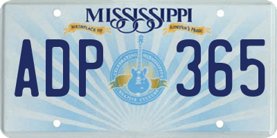 MS license plate ADP365