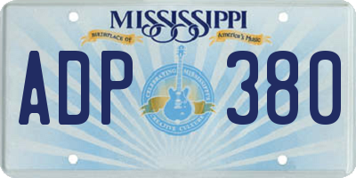 MS license plate ADP380