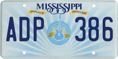 MS license plate ADP386
