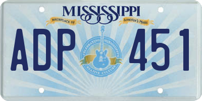 MS license plate ADP451