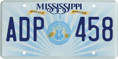 MS license plate ADP458