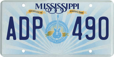 MS license plate ADP490