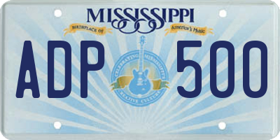 MS license plate ADP500