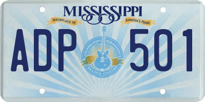 MS license plate ADP501