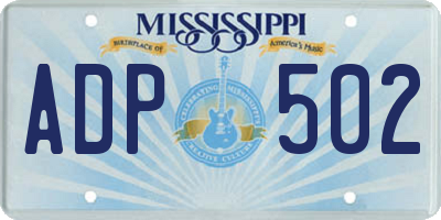 MS license plate ADP502