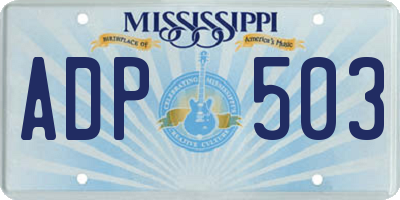 MS license plate ADP503