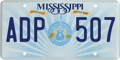 MS license plate ADP507