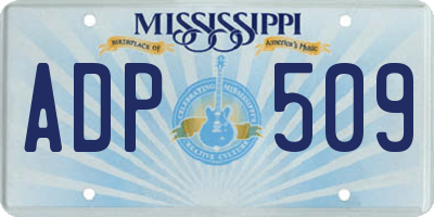 MS license plate ADP509
