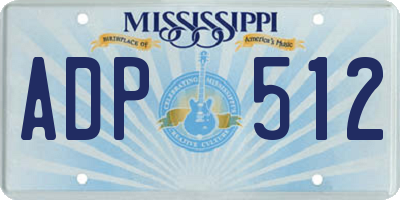MS license plate ADP512