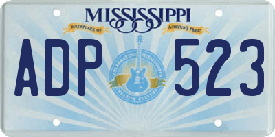 MS license plate ADP523