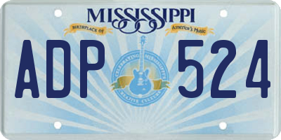 MS license plate ADP524