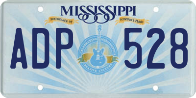 MS license plate ADP528