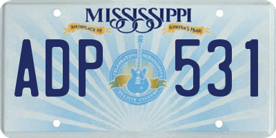 MS license plate ADP531