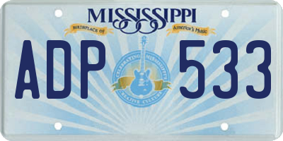 MS license plate ADP533