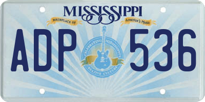 MS license plate ADP536