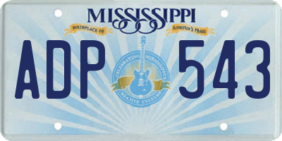 MS license plate ADP543