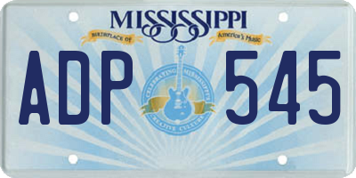 MS license plate ADP545