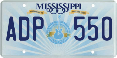 MS license plate ADP550