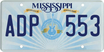 MS license plate ADP553