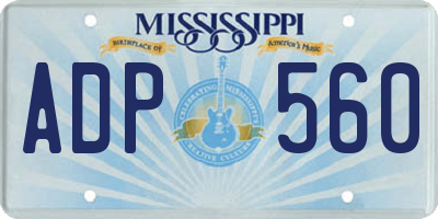 MS license plate ADP560