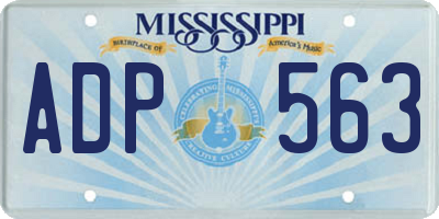 MS license plate ADP563