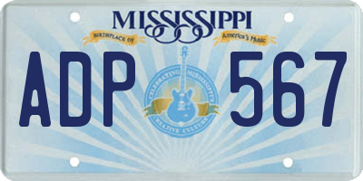 MS license plate ADP567