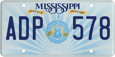 MS license plate ADP578