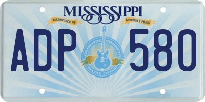 MS license plate ADP580