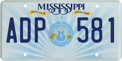 MS license plate ADP581