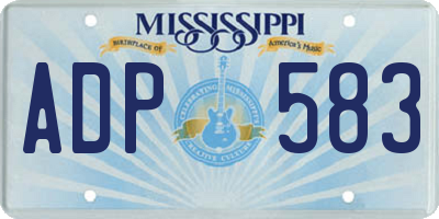 MS license plate ADP583