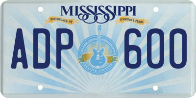 MS license plate ADP600