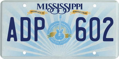 MS license plate ADP602