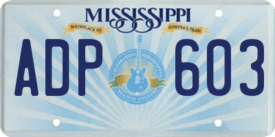 MS license plate ADP603