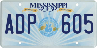 MS license plate ADP605