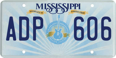 MS license plate ADP606