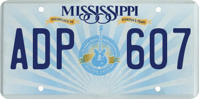MS license plate ADP607