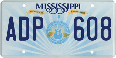 MS license plate ADP608