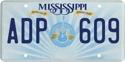 MS license plate ADP609