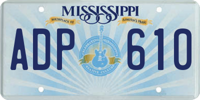 MS license plate ADP610