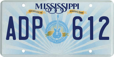 MS license plate ADP612