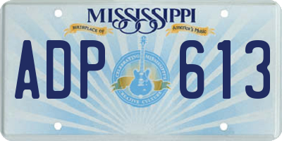 MS license plate ADP613