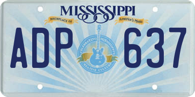 MS license plate ADP637