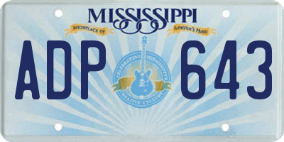 MS license plate ADP643