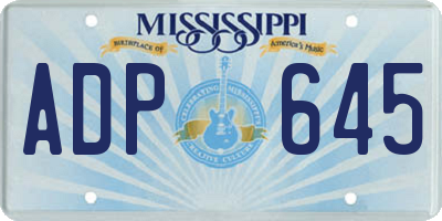 MS license plate ADP645